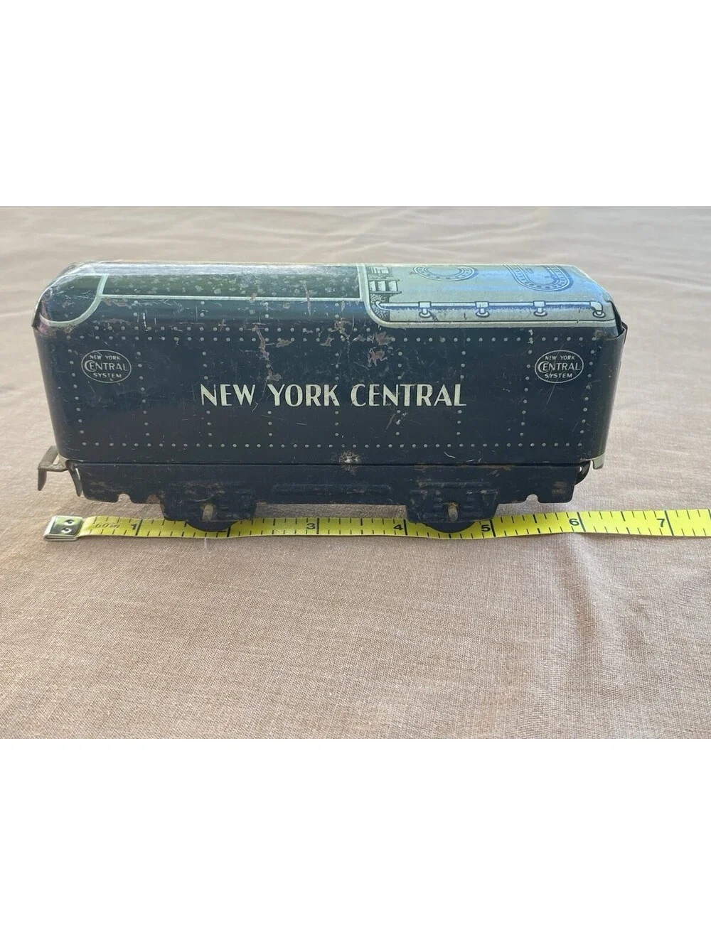 Vintage 1950s Marx Toys Tin Lithograph Train Car, NYC Tender Box Cart